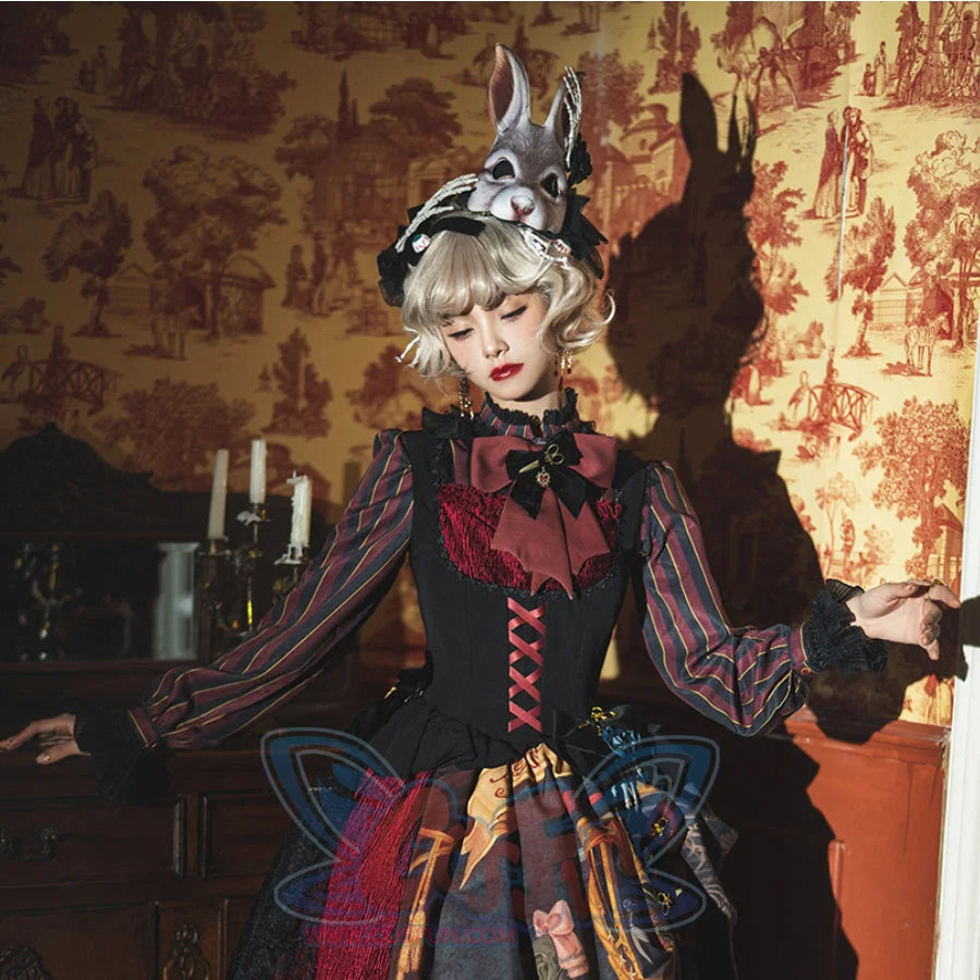 Vintage Gothic Lolita Stripe Long Sleeve Shirt