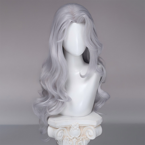 Game Rivals Felicia Hardy Cosplay Wig Long Silver White Wavy Hair N10038