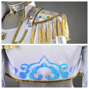 KPop Demon Hunters HUNTR/X Mira Cosplay Costume What It Sounds Like White Stage Outfit N09541 Costumes