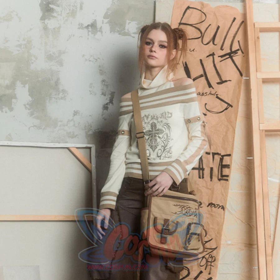 Japanese Style Vintage Canvas Crossbody Bag One Size