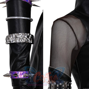 Detail of Mira cosplay costume killer black suit.