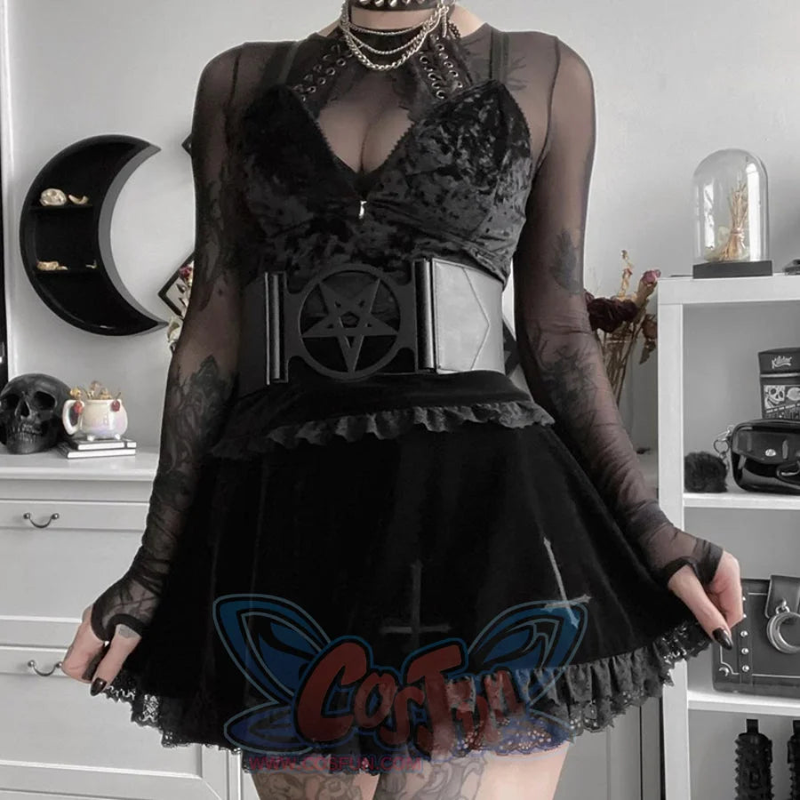 Punk Lace High Waist Slim Short Skirt