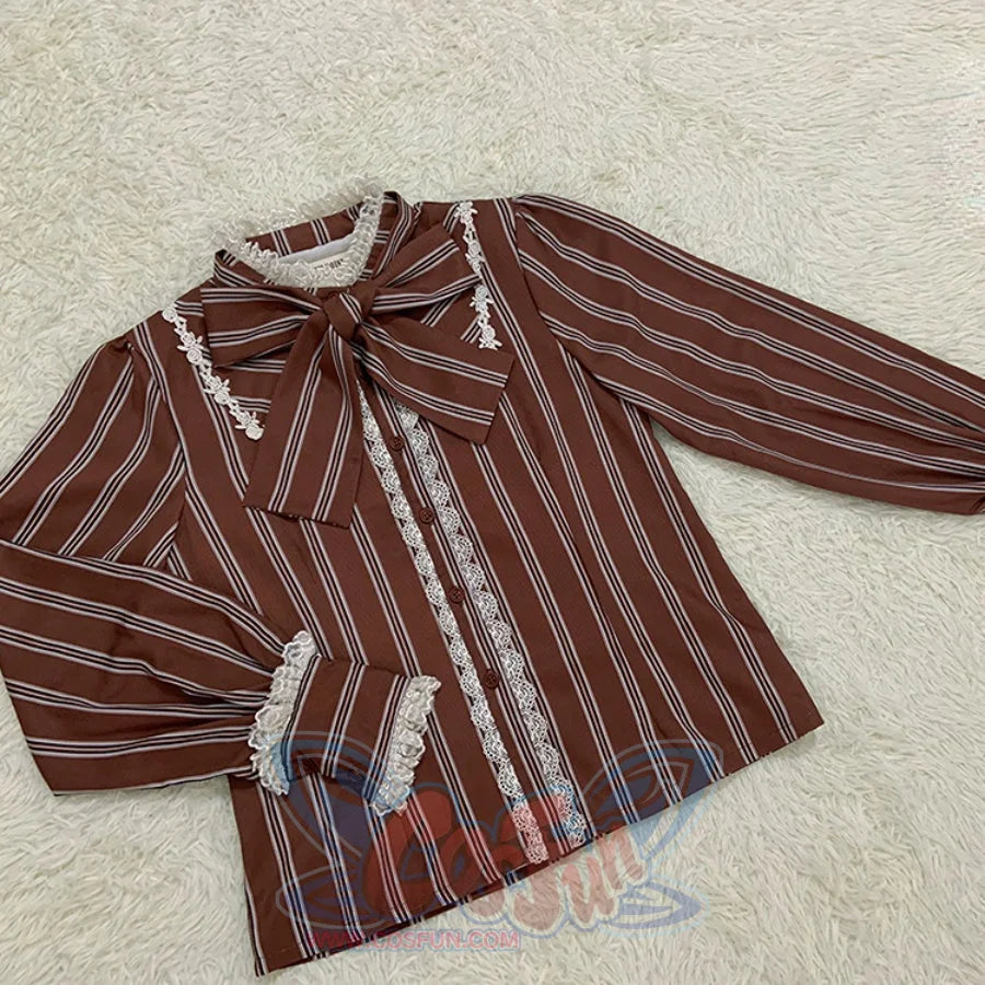 Chocolate Daily Sweet Lolita Stripe Long Sleeve Shirt