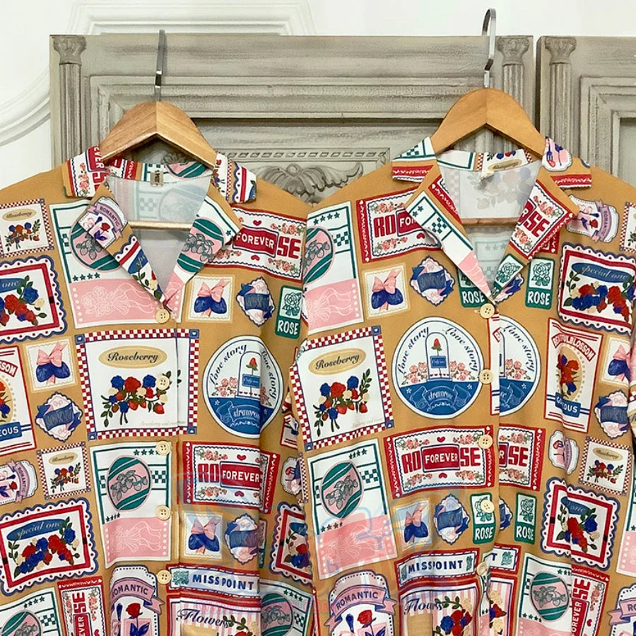 American Style Vintage Daily Lolita Printed Shirt - cosfun