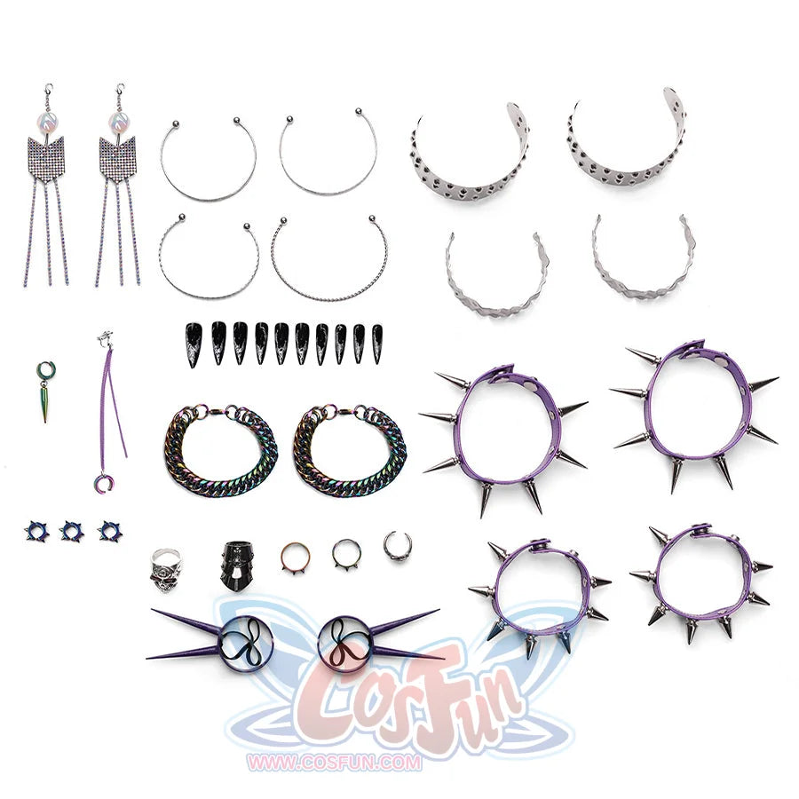 Accessories detail of Mira cosplay costume killer black suit.