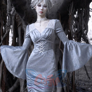 Winter Gothic Vintage Long Sleeve Slim Fishtail Dress