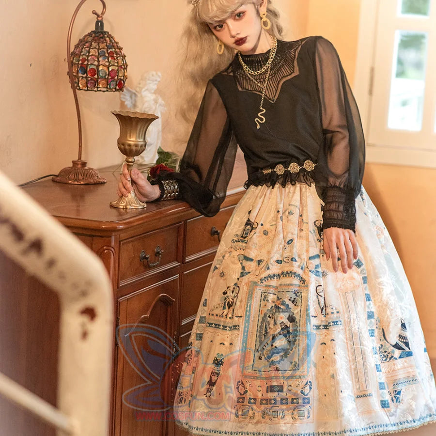 Egypt Style Simple Daily Lolita Printed Long Skirt