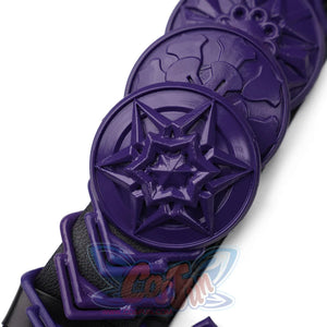 Detail of Mira cosplay costume killer black suit.