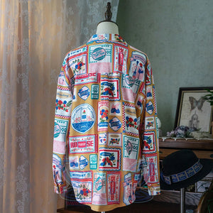 American Style Vintage Daily Lolita Printed Shirt - cosfun