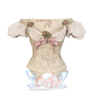 Rococo Duchess Vintage Elegant Off-Shoulder Puff Sleeve Mesh Top