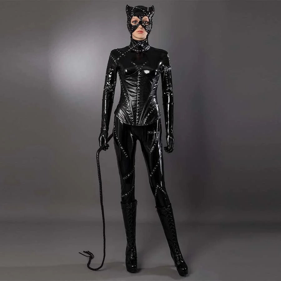 【READY TO SHIP】Cat Ears Noir Bodysuit Selina Kyle Cosplay Costume N08558 Costumes