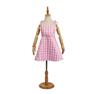 Kids 2023 Barbie Movie Plaid Dress Cosplay Costume C08376E S Costumes