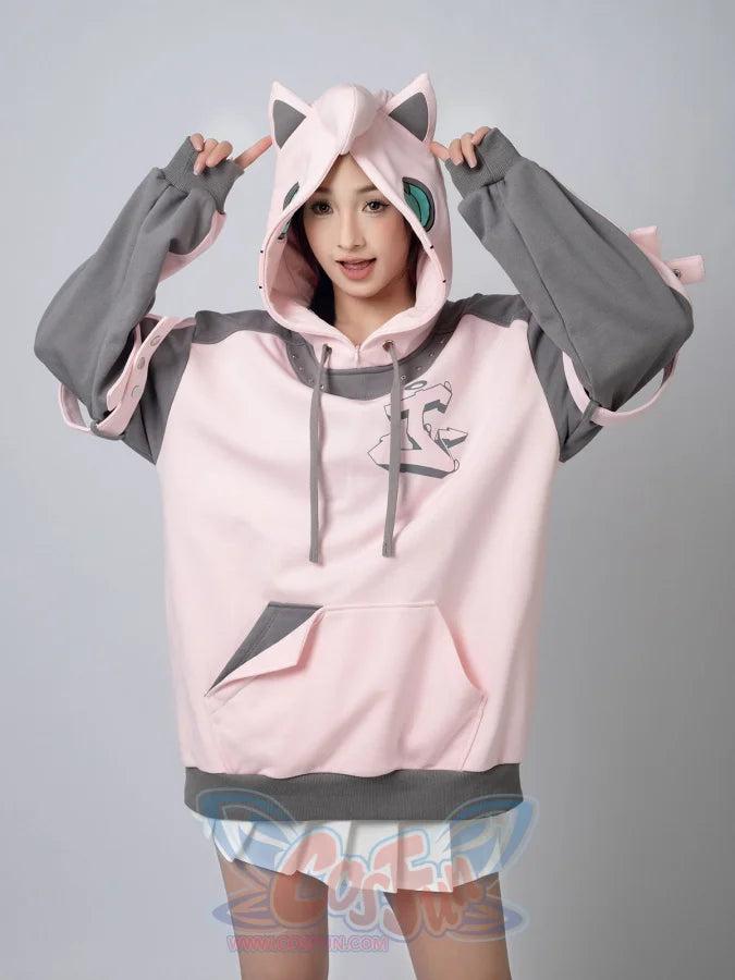 Cosfun Original Dreamy Melody Pink Cosplay Full Zip Hoodie A00007 Sweatshirt