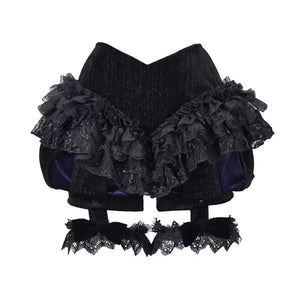 Elegy Day Gothic Velvet Lace Pumpkin Shorts S23101