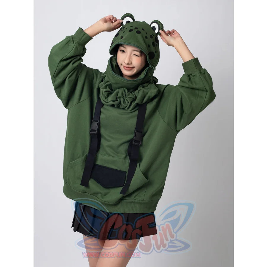 【READY TO SHIP + FREE SHIPPING】COSFUN Original Animal Tales: The Frog Prince Green Pullover Full Zip Hoodie IF0001