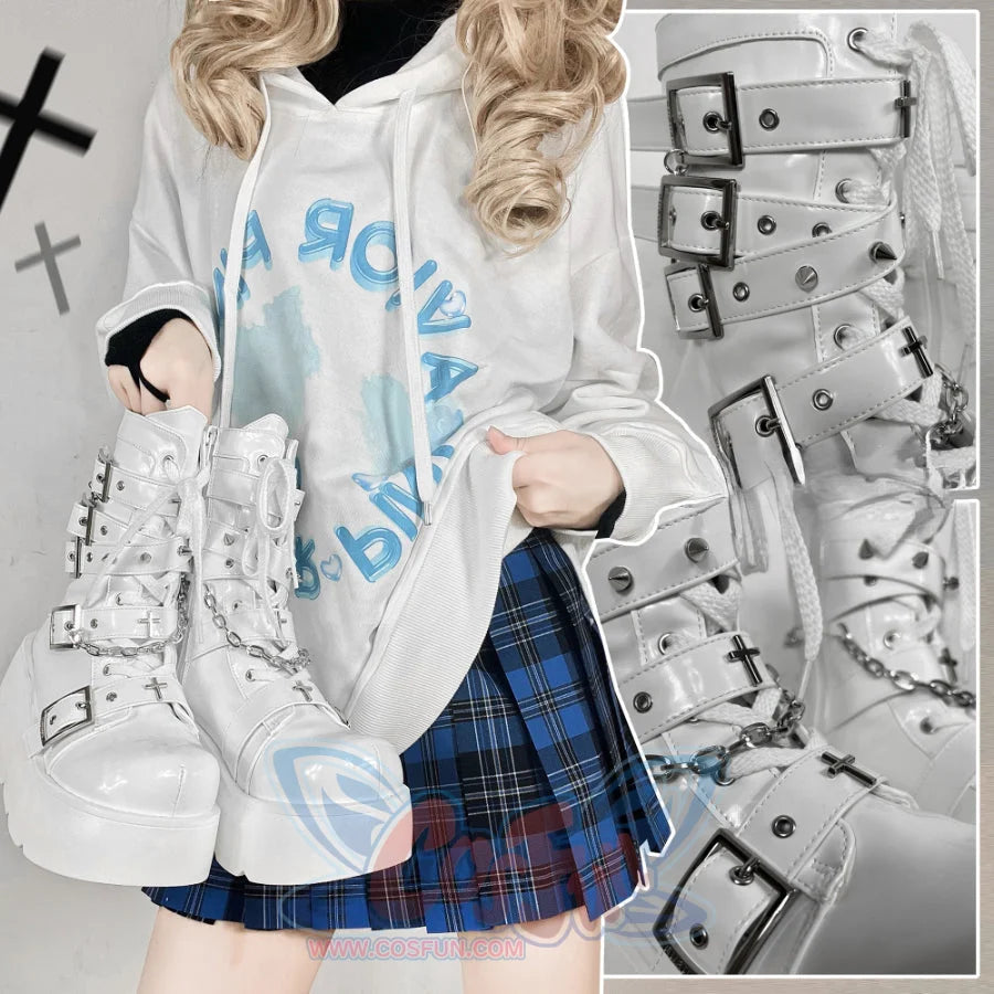 Original Spice Girl Lolita Round Toe Short Boots S22657 - cosfun