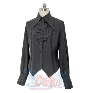 PRE-SALE Black Blue Grey Retro Lolita Medieval Scarf Mutton Sleeve Shirt S23012 - cosfun