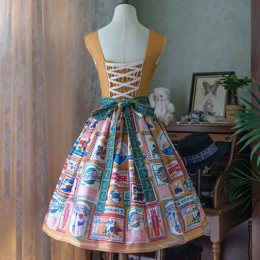 American Style Vintage Daily Lolita Jumper Skirt - cosfun