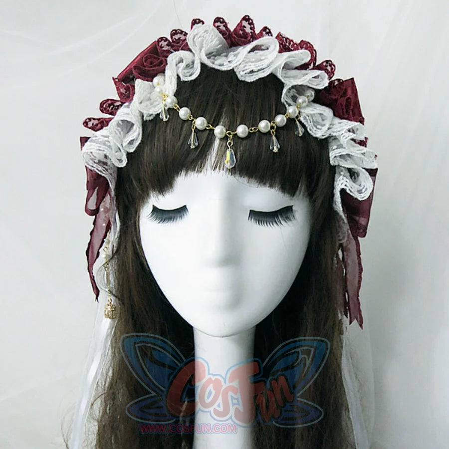 Original Lovely Pearl Lolita Lace Hairband - cosfun