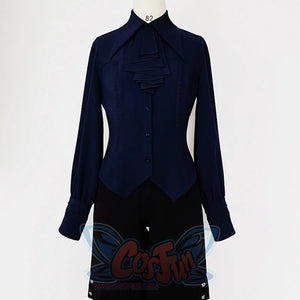 PRE-SALE Black Blue Grey Retro Lolita Medieval Scarf Mutton Sleeve Shirt S23012 - cosfun