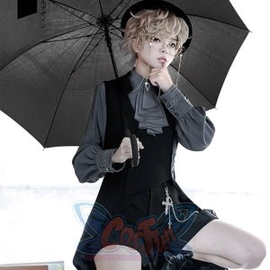 PRE-SALE Black Blue Grey Retro Lolita Medieval Scarf Mutton Sleeve Shirt S23012 - cosfun