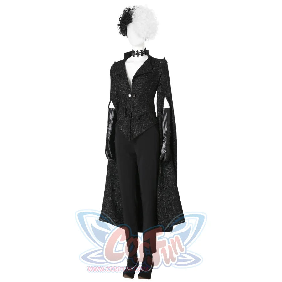 2021 Movie Cruella Estella De Vil Cosplay Black Costume C00526 Costumes