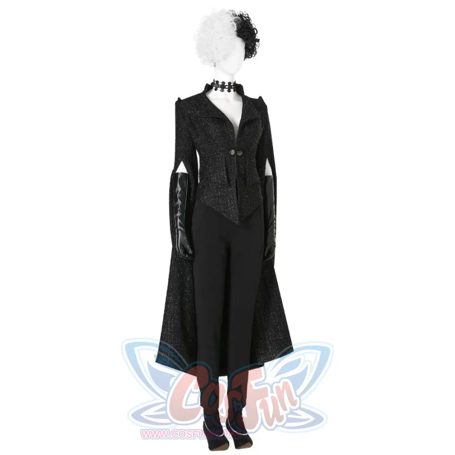 2021 Movie Cruella Estella De Vil Cosplay Black Costume C00526 Costumes