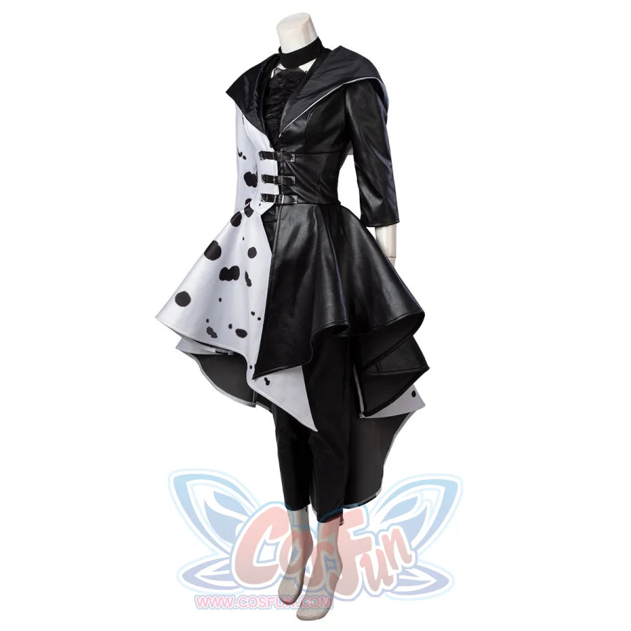 2021 Movie Cruella Estella De Vil Cosplay Costume Spotted Dress C00621 Costume / Xs Costumes