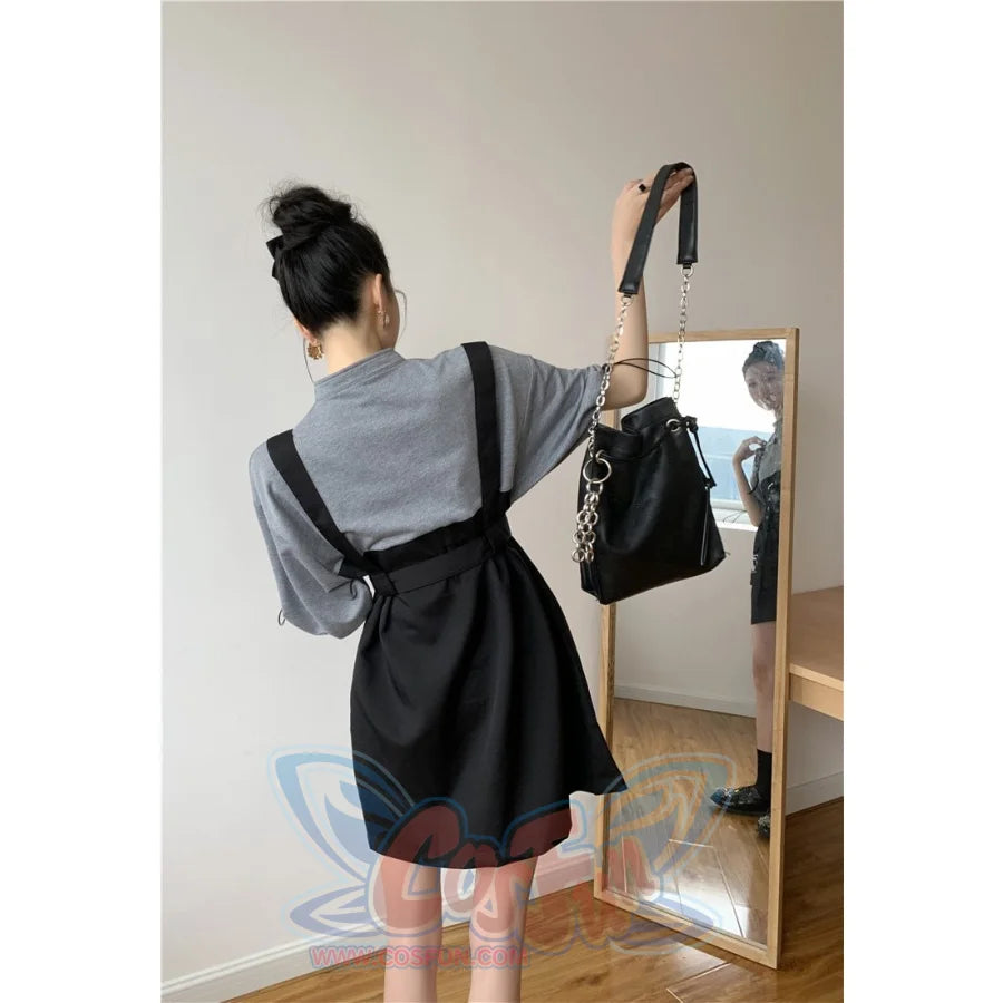 2021 Retro Vintage Women Gothic Girls Punk Mini Dress High Waist  Suspender Skirt J30088 - cosfun