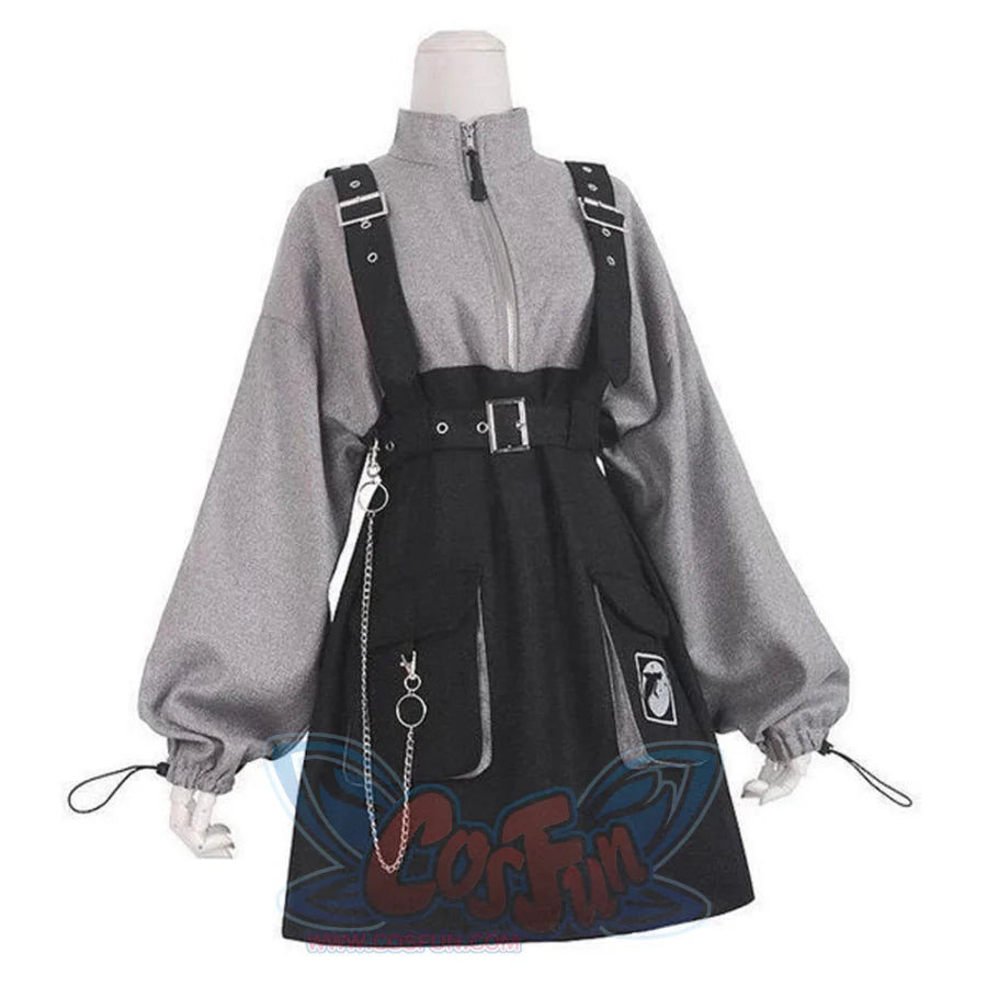 2021 Retro Vintage Women Gothic Girls Punk Mini Dress High Waist  Suspender Skirt J30088 - cosfun