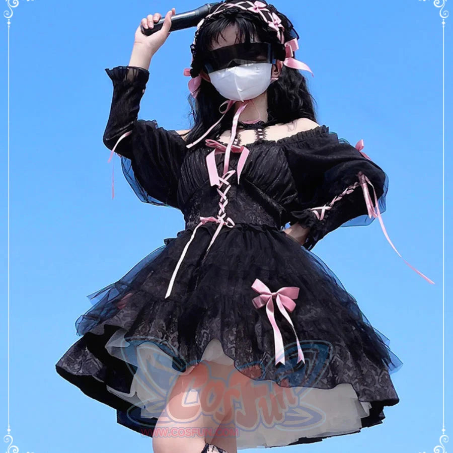 Sweet and Cool Gothic Lolita Slip Dress and Long-sleeved Dress S22810 - cosfun