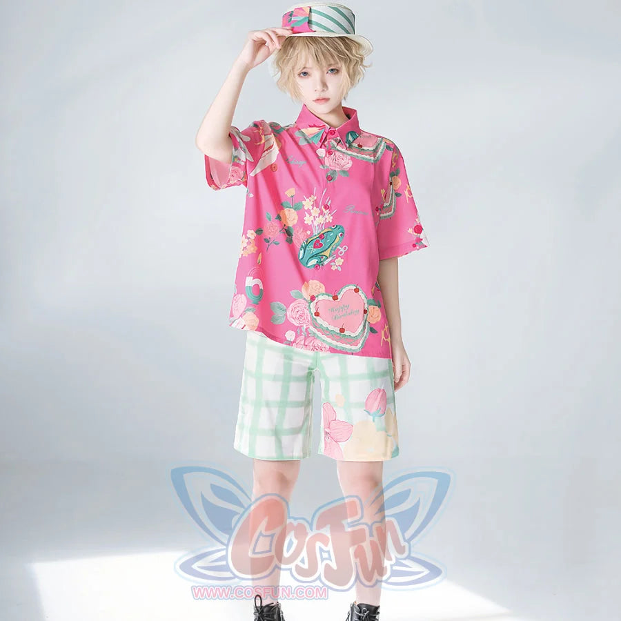 Summer Daily Vintage Loose Lolita Printed Shirt and Shorts