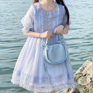 Lolita Pearl Pleated Cloud Crossbody Bag