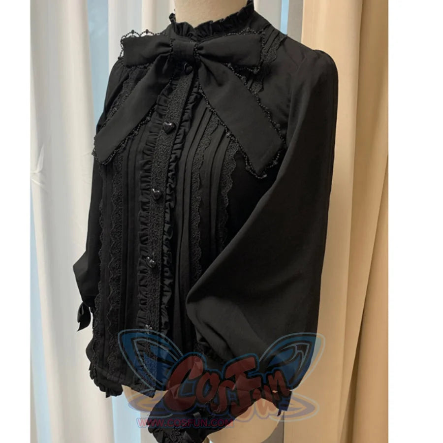 Daily Elegant Winter Lolita Woolen Houndstooth Skirt Sets Black / S / Shirt