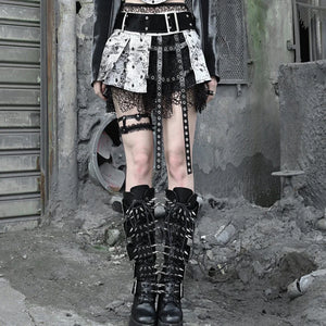 Spice Girl Gothic Fishnet Pleated Short Skirt S