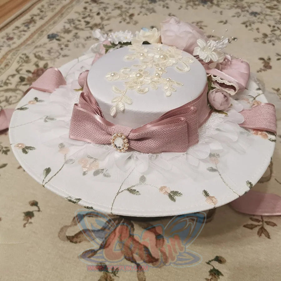 Elizabeth Elegant Lolita Flat Hat and Bowknot Drag