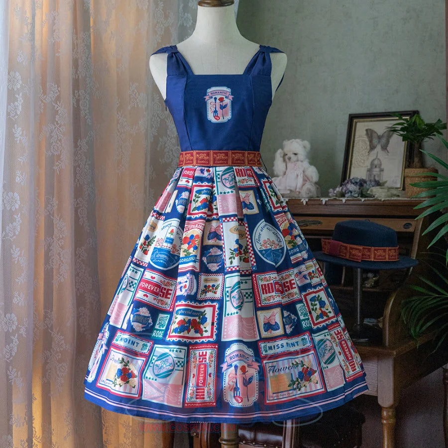 American Style Vintage Daily Lolita Jumper Skirt - cosfun