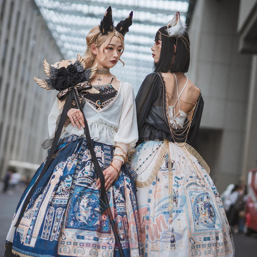 Egypt Style Lolita Backless Long Sleeve Smock and Vest