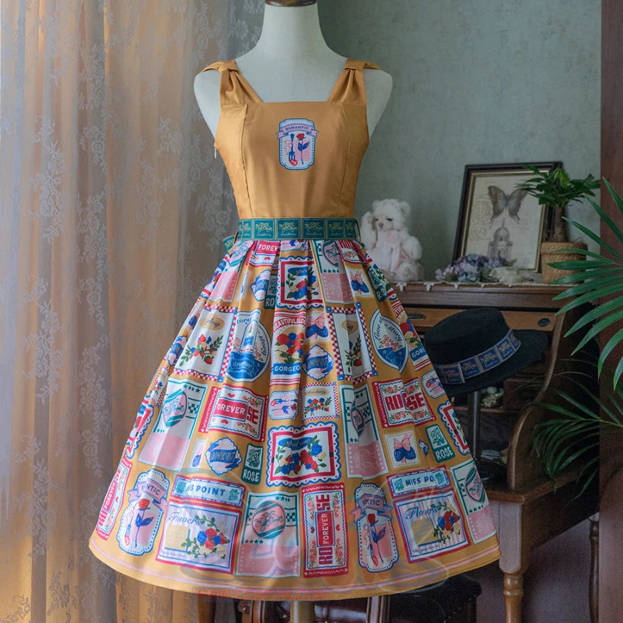 American Style Vintage Daily Lolita Jumper Skirt - cosfun