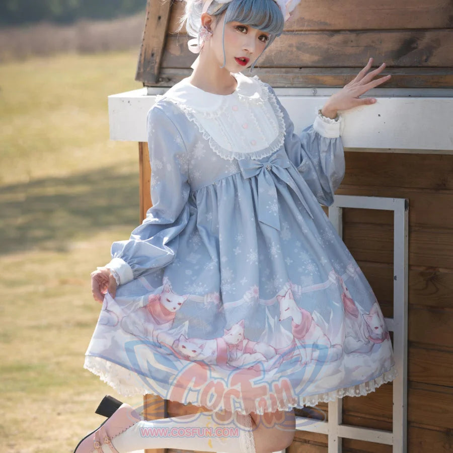 Snow Fox Lolita Long Sleeve Dress