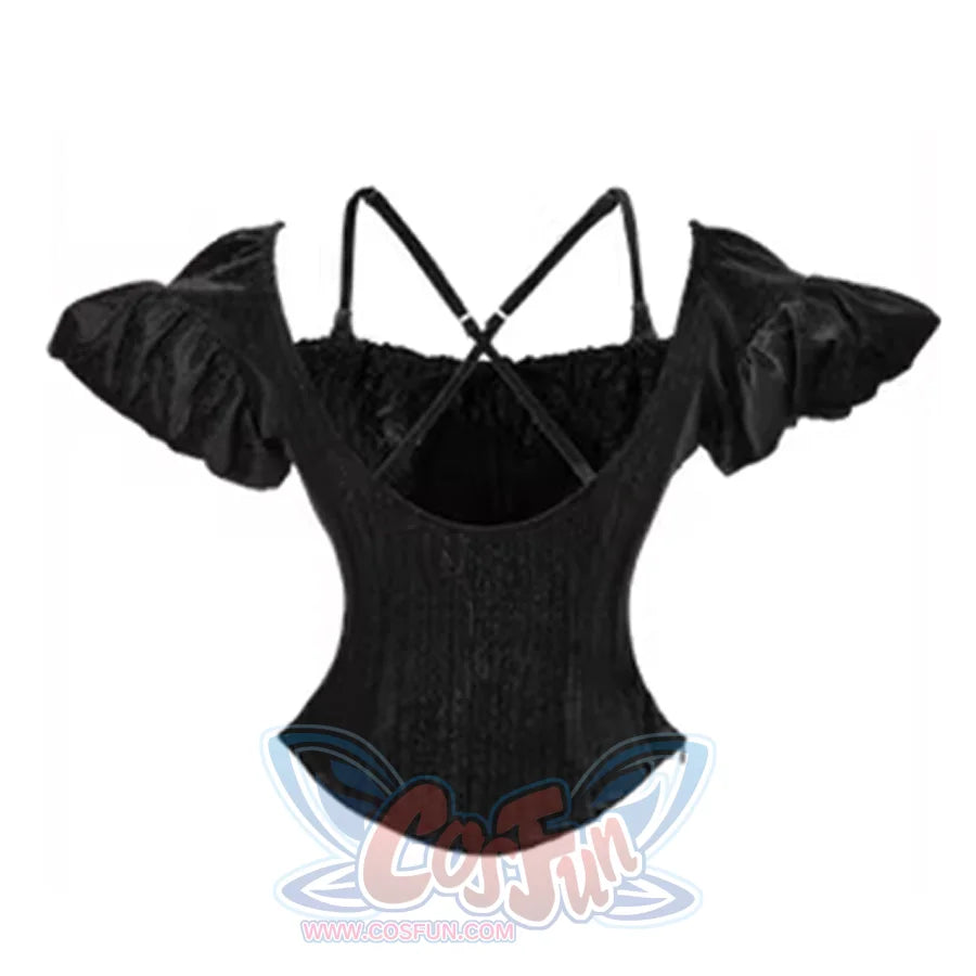 Elegy Day Gothic Velvet Puff Sleeve Backless Corset Top