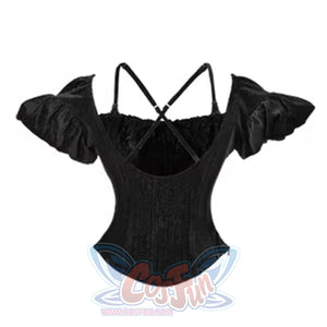 Elegy Day Gothic Velvet Puff Sleeve Backless Corset Top