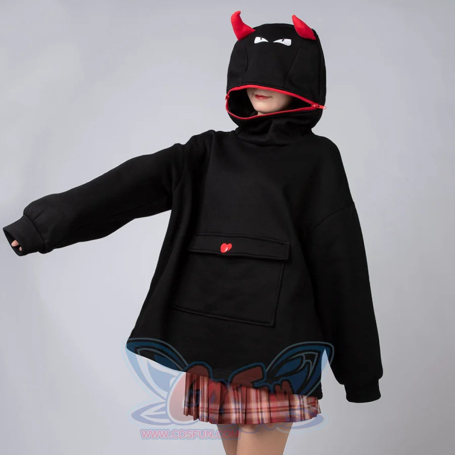 Original Oversized Black Bat Hooded Sweatshirt N00716 Sweatshirt