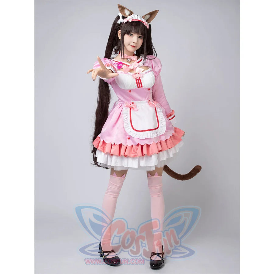 【Ready To Ship】Nekopara Chocola Cosplay Costume Pink Maid Outfit C00657 S Costumes