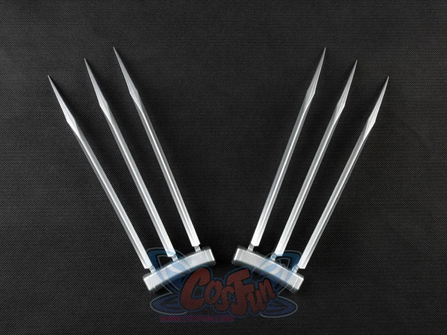 Wolf Claw Silver Blade cosplay props pair two sets of triple silver blades anchored to rectangular bases.