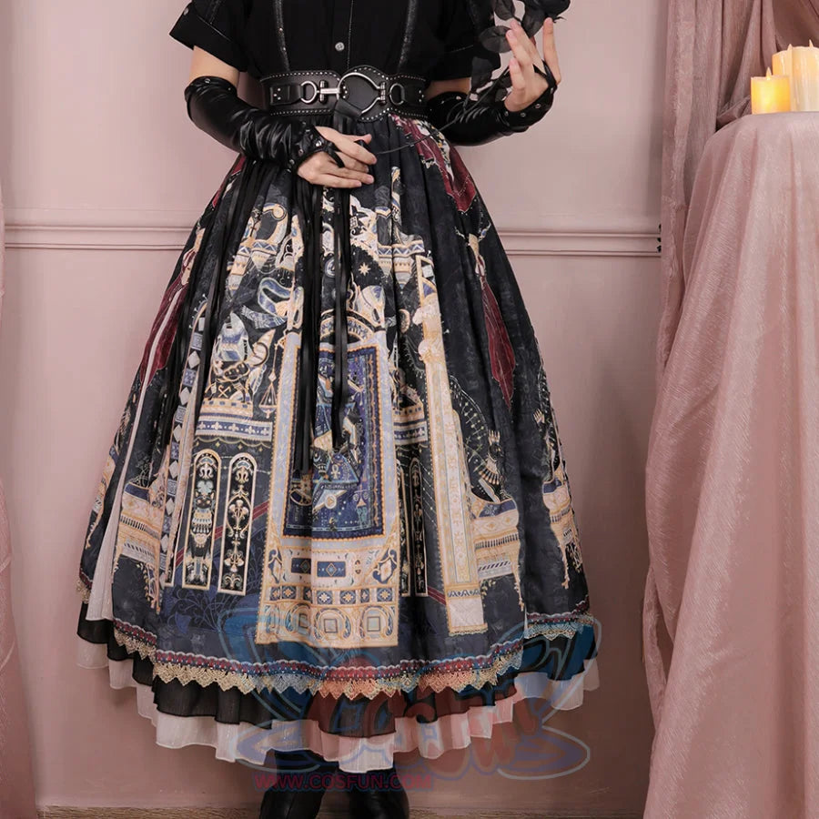 Egypt Style Gorgeous Side Opening Lolita Printed Skirt - cosfun