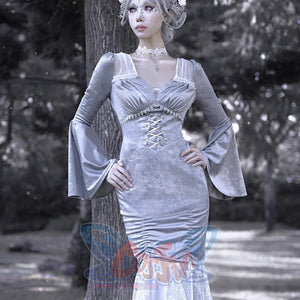 Winter Gothic Vintage Long Sleeve Slim Fishtail Dress