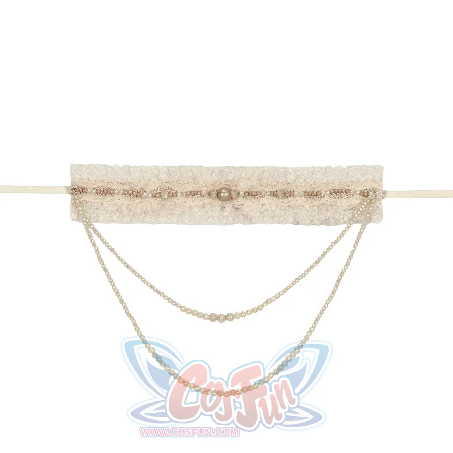 Rococo Duchess Fishbone Corset Rococo Waist Cincher Top Lace Beaded Necklace（One Size） / S