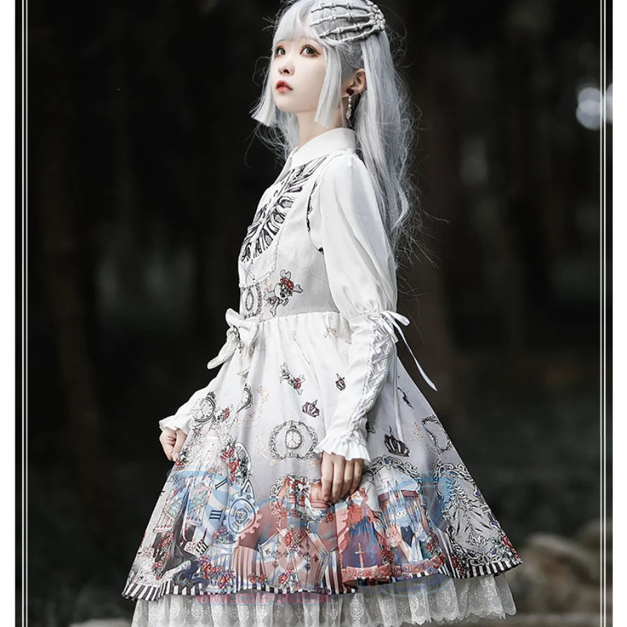 Vintage Gothic Lolita Jumper Skirt and Long-sleeved Shirt
