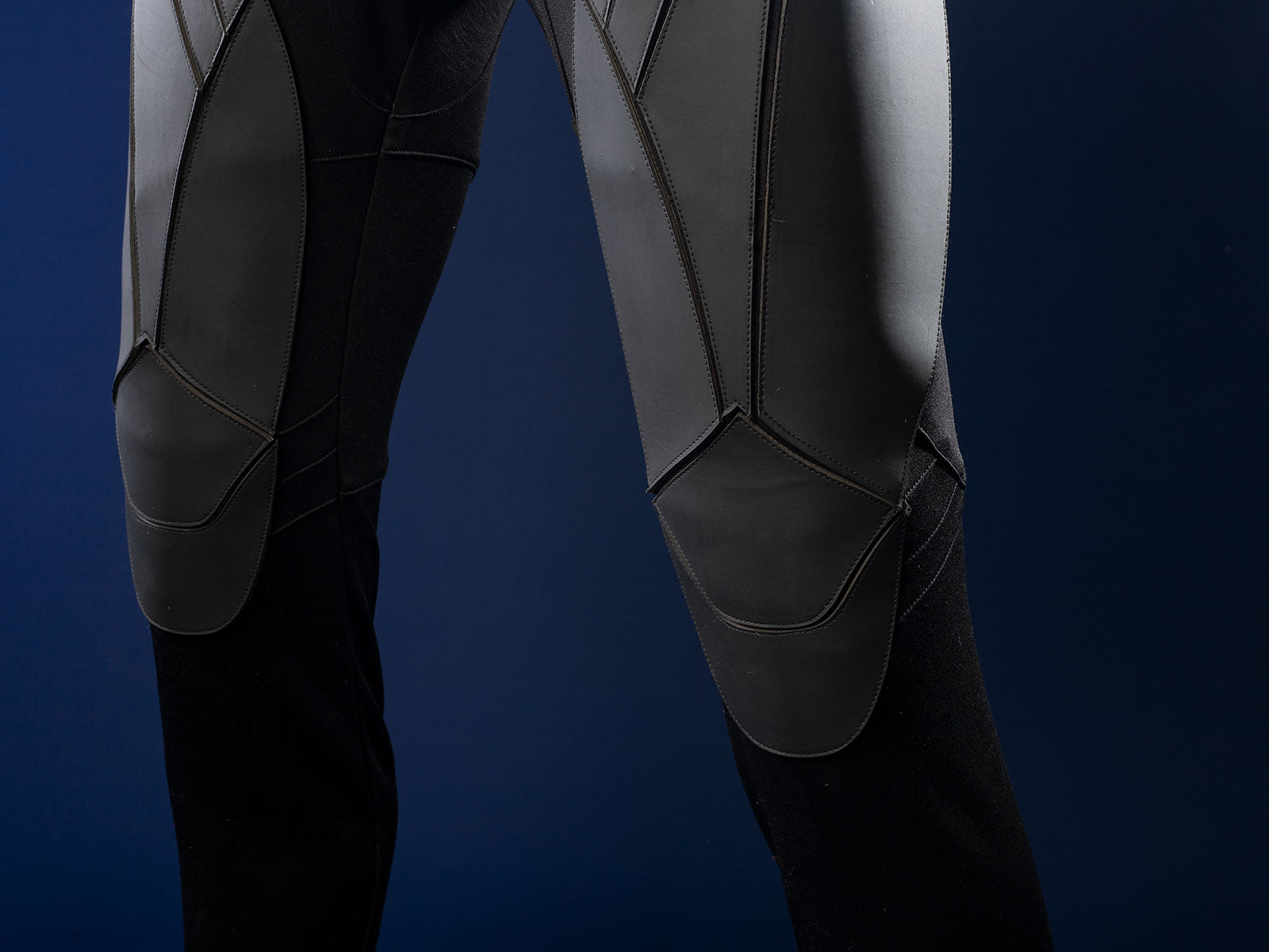 Nightwing cosplay costume - Boots and lower leg detail with black armor panels